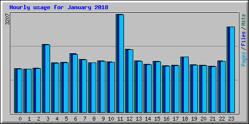 Hourly usage for January 2018